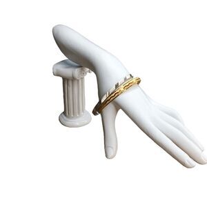 Pair of Vintage Monet 1960's Textured Gold Tone/ Silver‎ Tone Bangle Bracelets